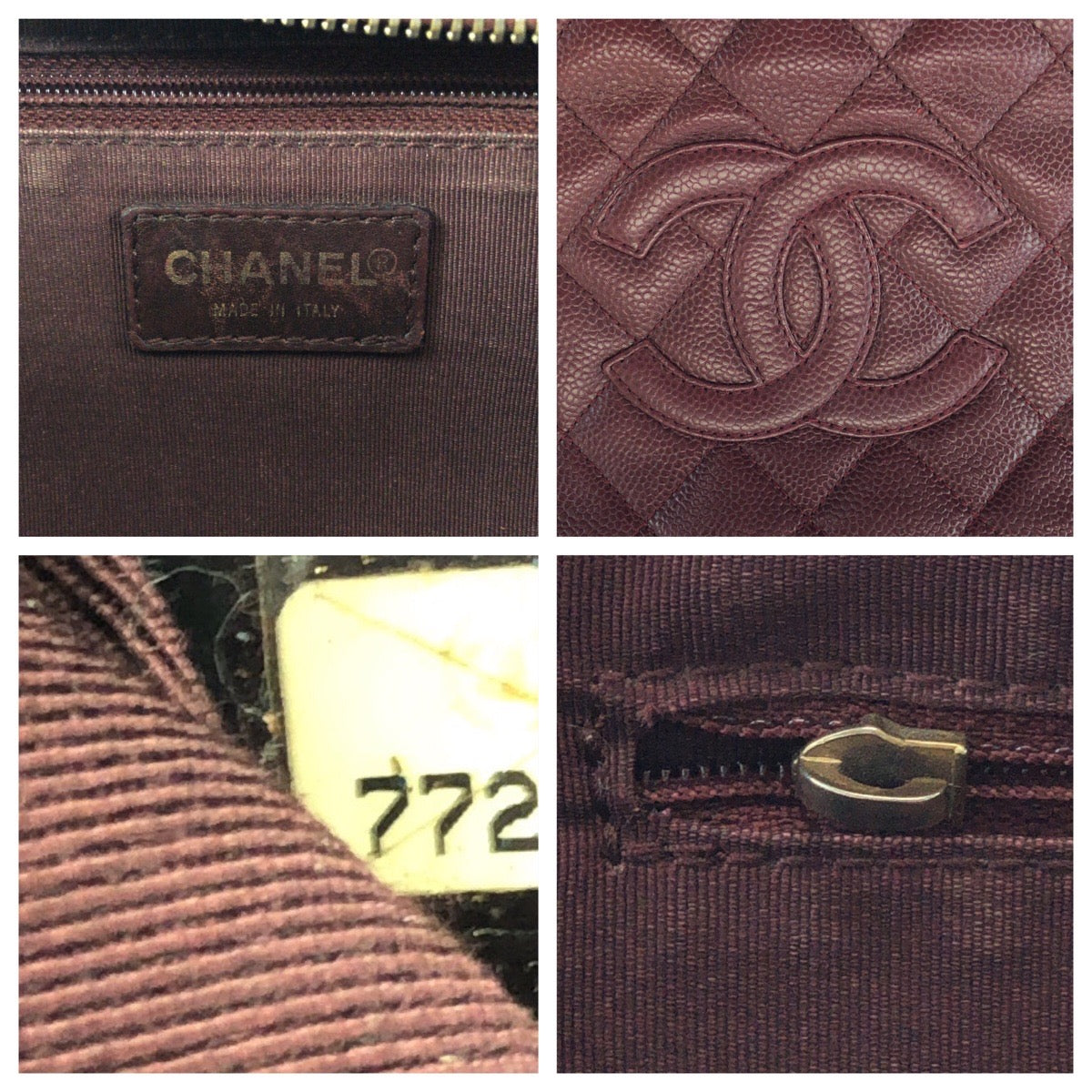 16767
CHANEL シャネル ヴィンテージ マトラッセ ココマーク ボルドー ゴールド金具 キャビアスキン チェーントートバッグ ショルダーバッグ  レディース AB160