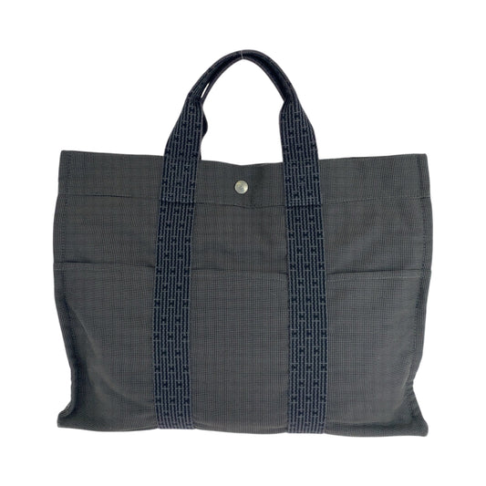 16769
HERMES エルメス エールラインMM 男女兼用 グレー シルバー金具 キャンバス トートバッグ ハンドバッグ  メンズ