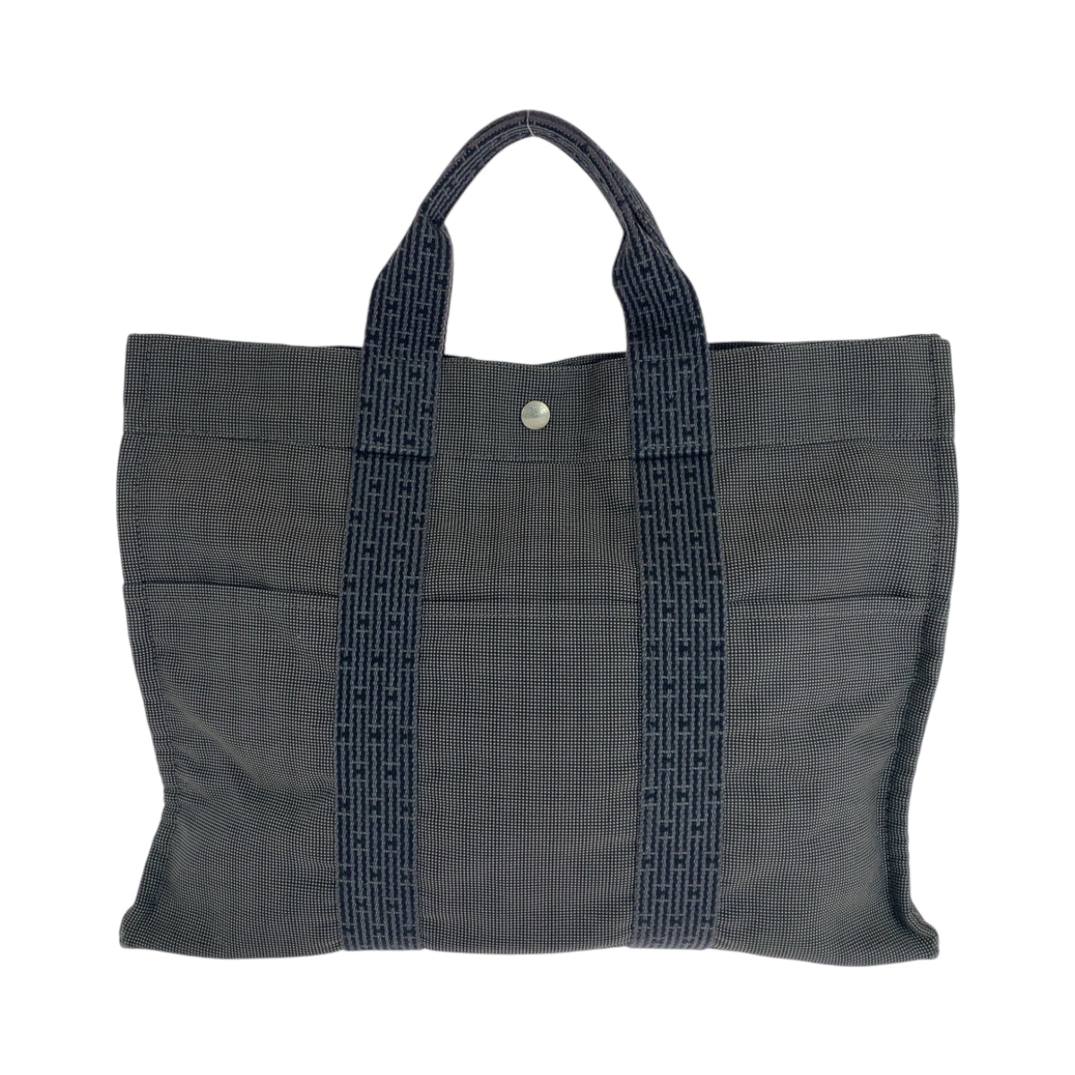 16769
HERMES エルメス エールラインMM 男女兼用 グレー シルバー金具 キャンバス トートバッグ ハンドバッグ  メンズ