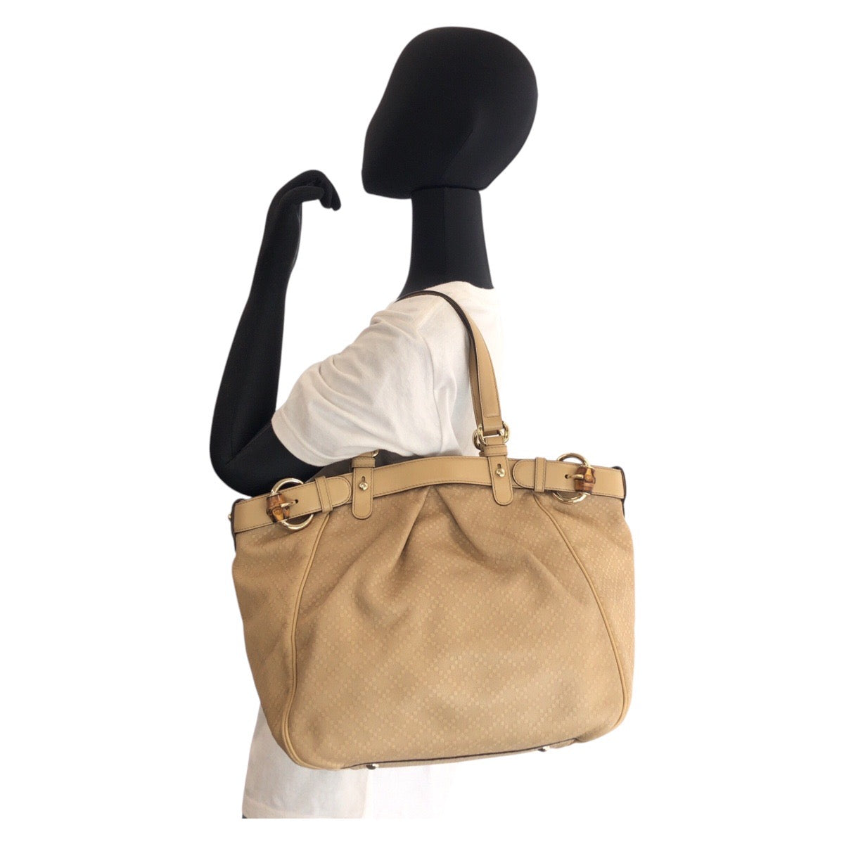 16770
GUCCI グッチ バンブー ディアマンテ ベージュ ゴールド金具 キャンバス / レザー 282312 ショルダーバッグ トートバッグ  レディース ABP43