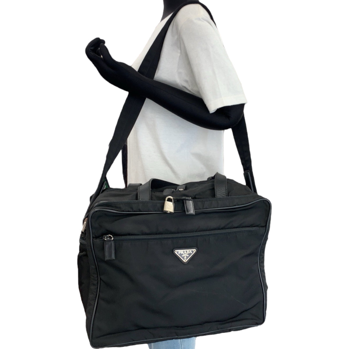 16771
PRADA プラダ テスート 三角ロゴプレート ブラック 黒 シルバー金具 ナイロン V453 ビジネスバッグ ブリーフケース ショルダーバッグ 2way  メンズ ABP48