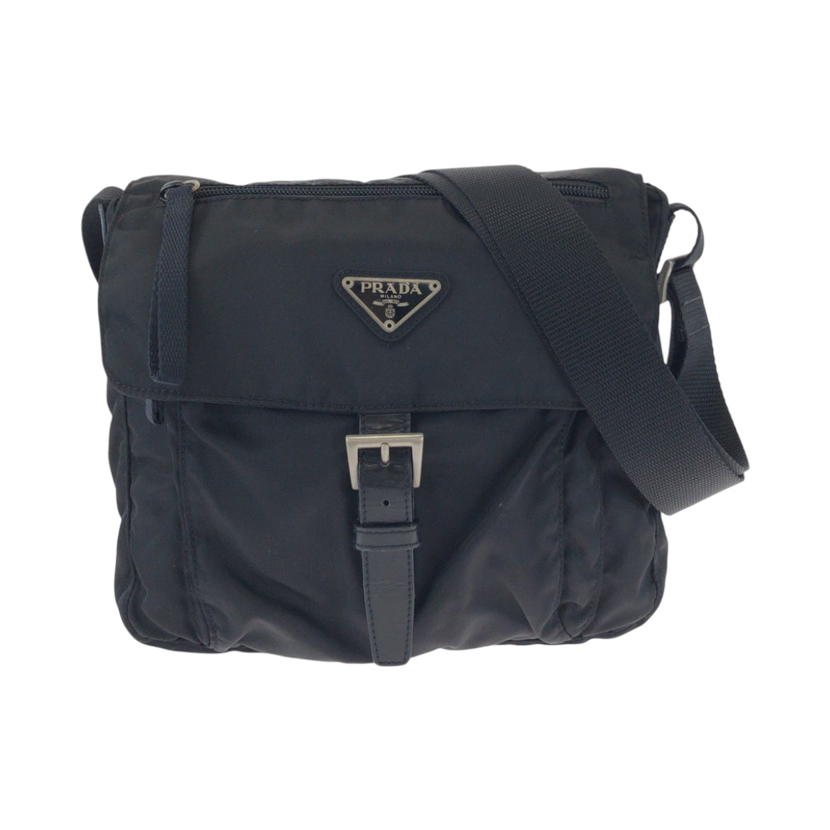 16772
PRADA プラダ テスート 三角ロゴプレート ブラック 黒 シルバー金具 ナイロン BT8994 ショルダーバッグ ポシェット  メンズ ABP39