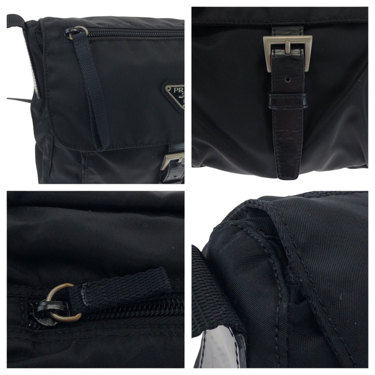 16772
PRADA プラダ テスート 三角ロゴプレート ブラック 黒 シルバー金具 ナイロン BT8994 ショルダーバッグ ポシェット  メンズ ABP39
