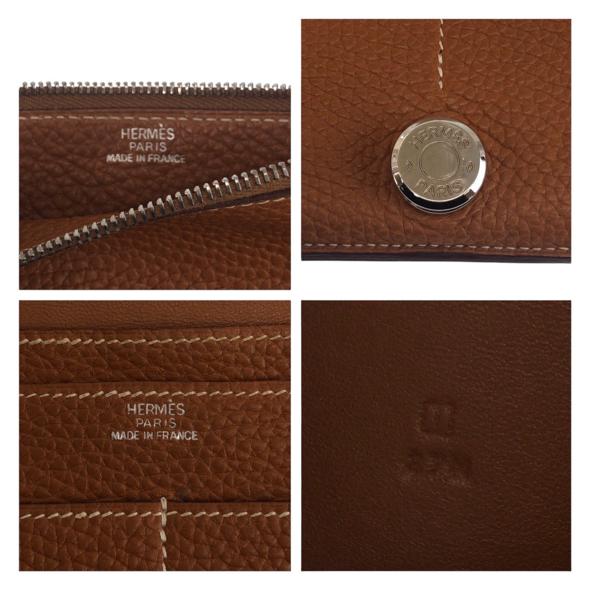 16775
HERMES エルメス ヴィンテージ ドゴン GM ゴールド ブラウン キャメル シルバー金具 トリヨンクレマンス 長財布 ロングウォレット 男女兼用 ◻︎I刻印  レディース AB48