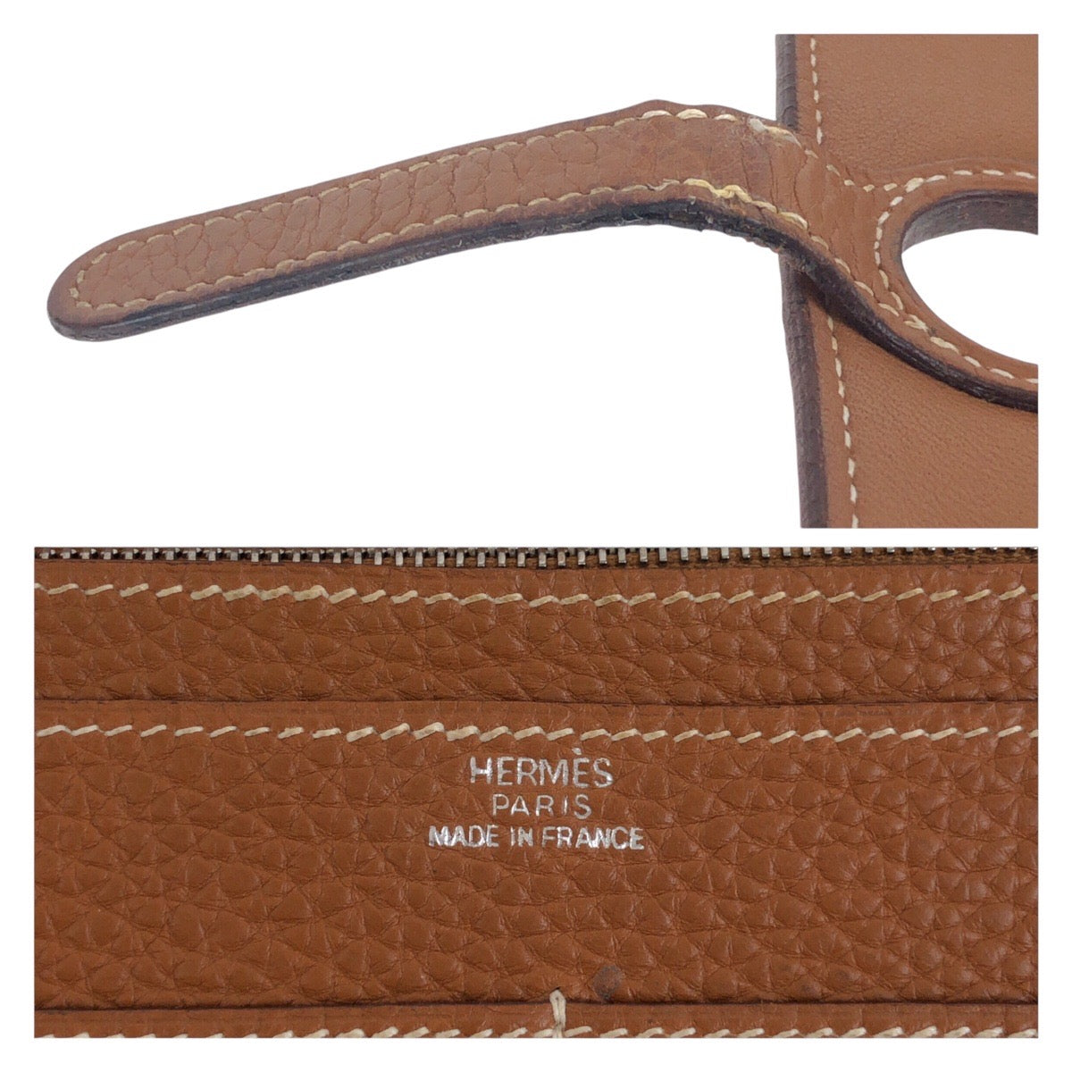 16775
HERMES エルメス ヴィンテージ ドゴン GM ゴールド ブラウン キャメル シルバー金具 トリヨンクレマンス 長財布 ロングウォレット 男女兼用 ◻︎I刻印  レディース AB48