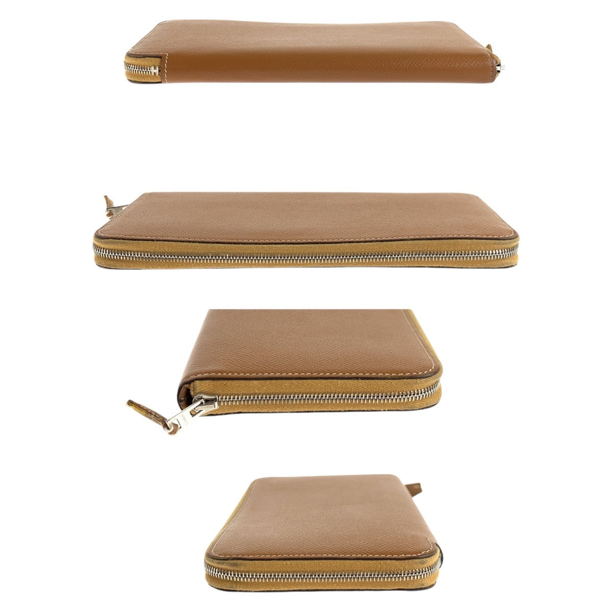 16776
HERMES エルメス アザップ ロング シルクイン ゴールド ブラウン シルバー金具 ヴォーエプソン / シルク 長財布 ラウンドファスナー 男女兼用 ◻︎P刻印  レディース