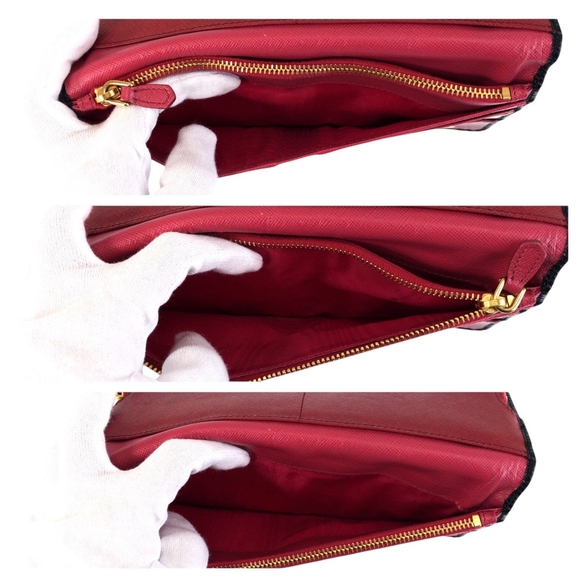 16778
PRADA プラダ サフィアーノ ブラック 黒 ピンク ゴールド金具 レザー 長財布 ラウンドファスナー ジップ ロングウォレット レディース ABP32