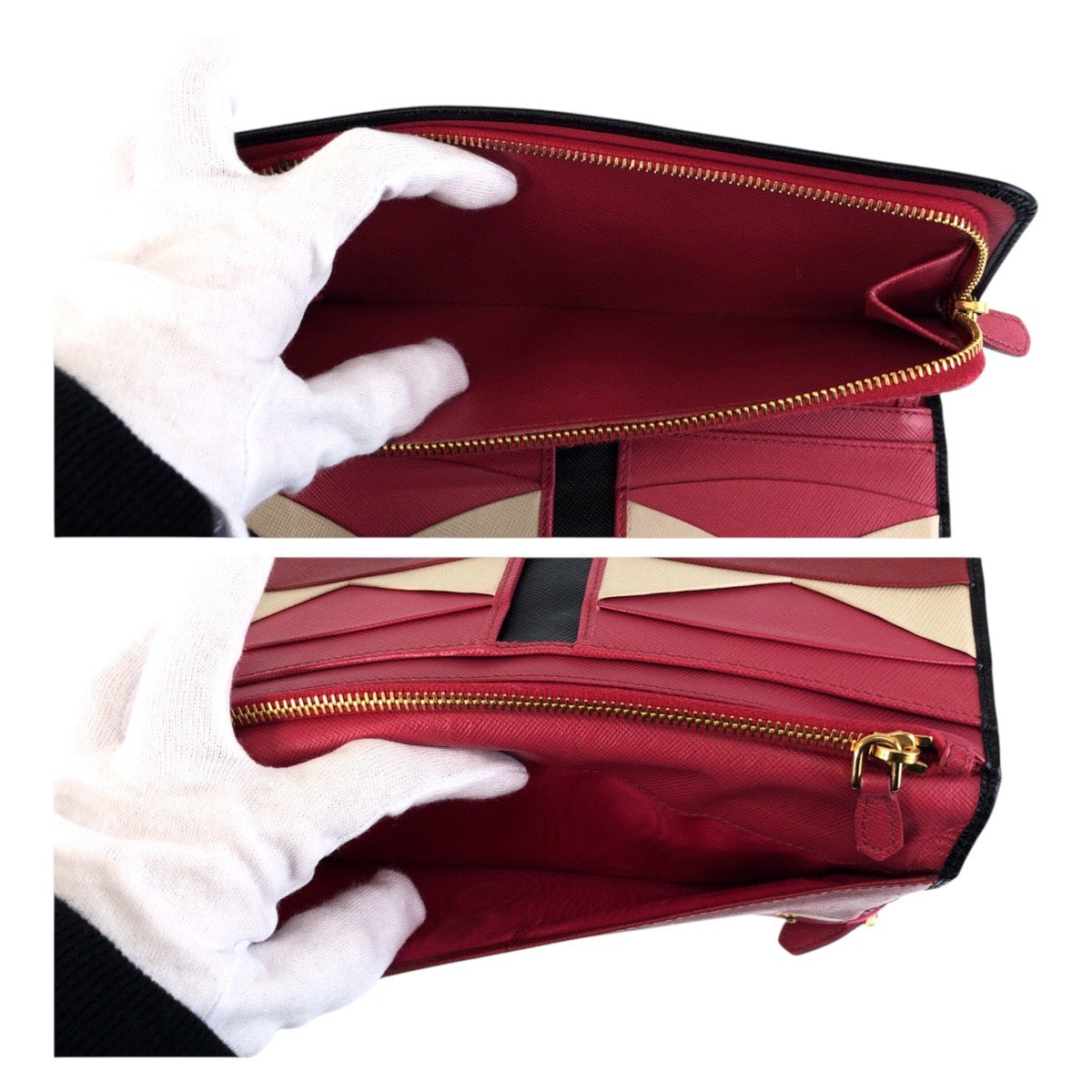 16778
PRADA プラダ サフィアーノ ブラック 黒 ピンク ゴールド金具 レザー 長財布 ラウンドファスナー ジップ ロングウォレット レディース ABP32