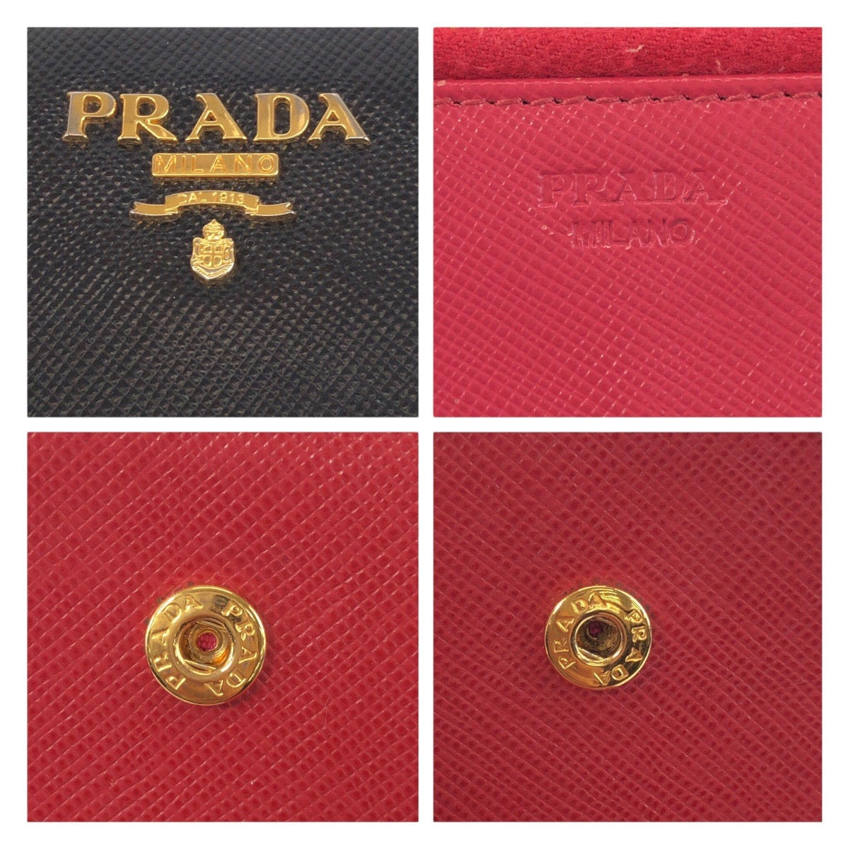 16778
PRADA プラダ サフィアーノ ブラック 黒 ピンク ゴールド金具 レザー 長財布 ラウンドファスナー ジップ ロングウォレット レディース ABP32