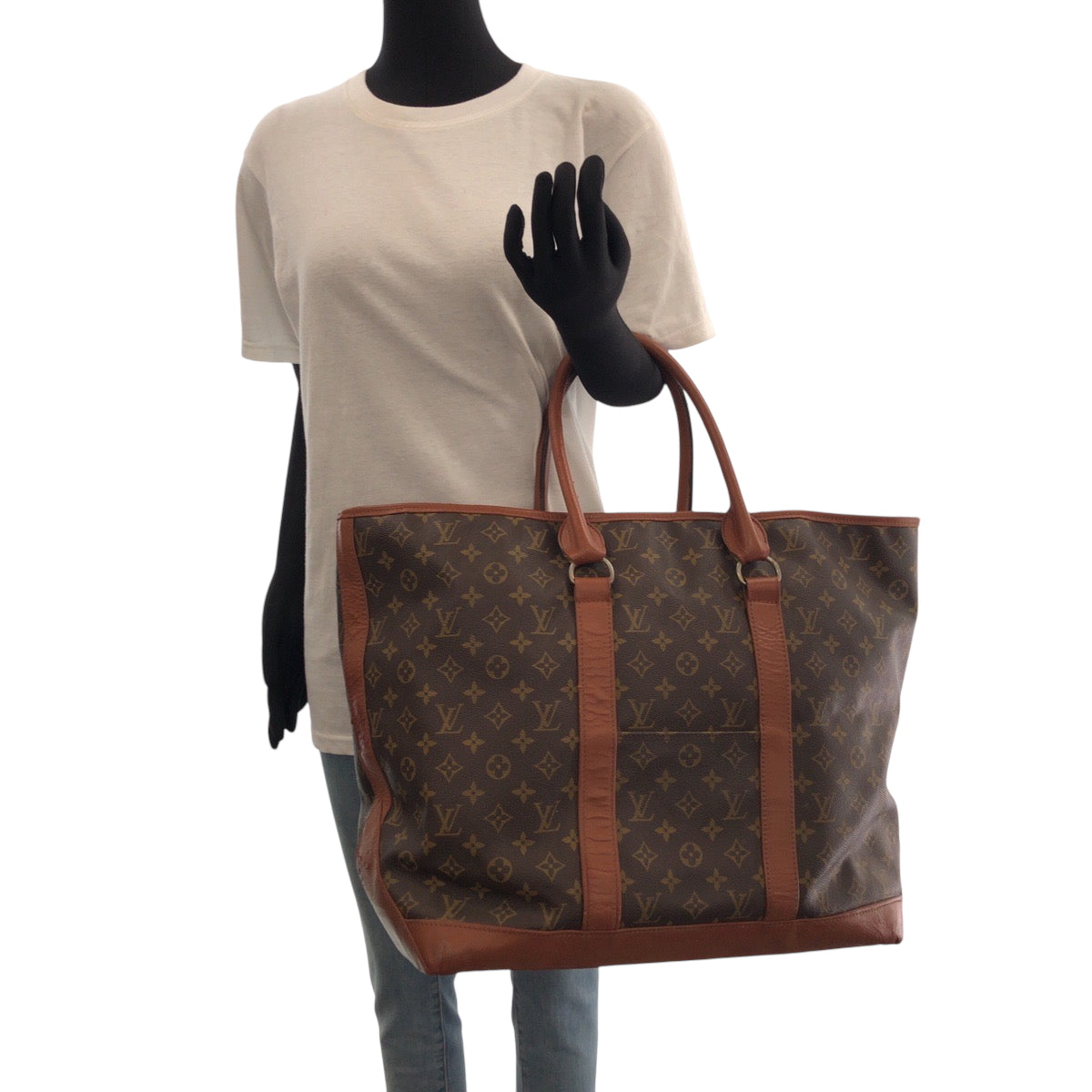 16782
LOUIS VUITTON ルイヴィトン モノグラム サックウィークエンドGM ブラウン ゴールド金具 PVC M42420 トートバッグ ハンドバッグ  レディース B40