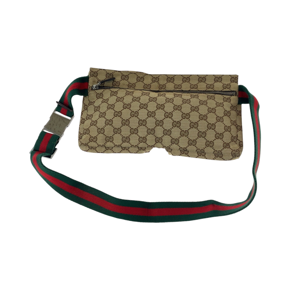 16783
GUCCI グッチ シェリーライン ブラウン レッド グリーン シルバー金具 GGキャンバス 28566 ウエストバッグ バムバッグ  メンズ