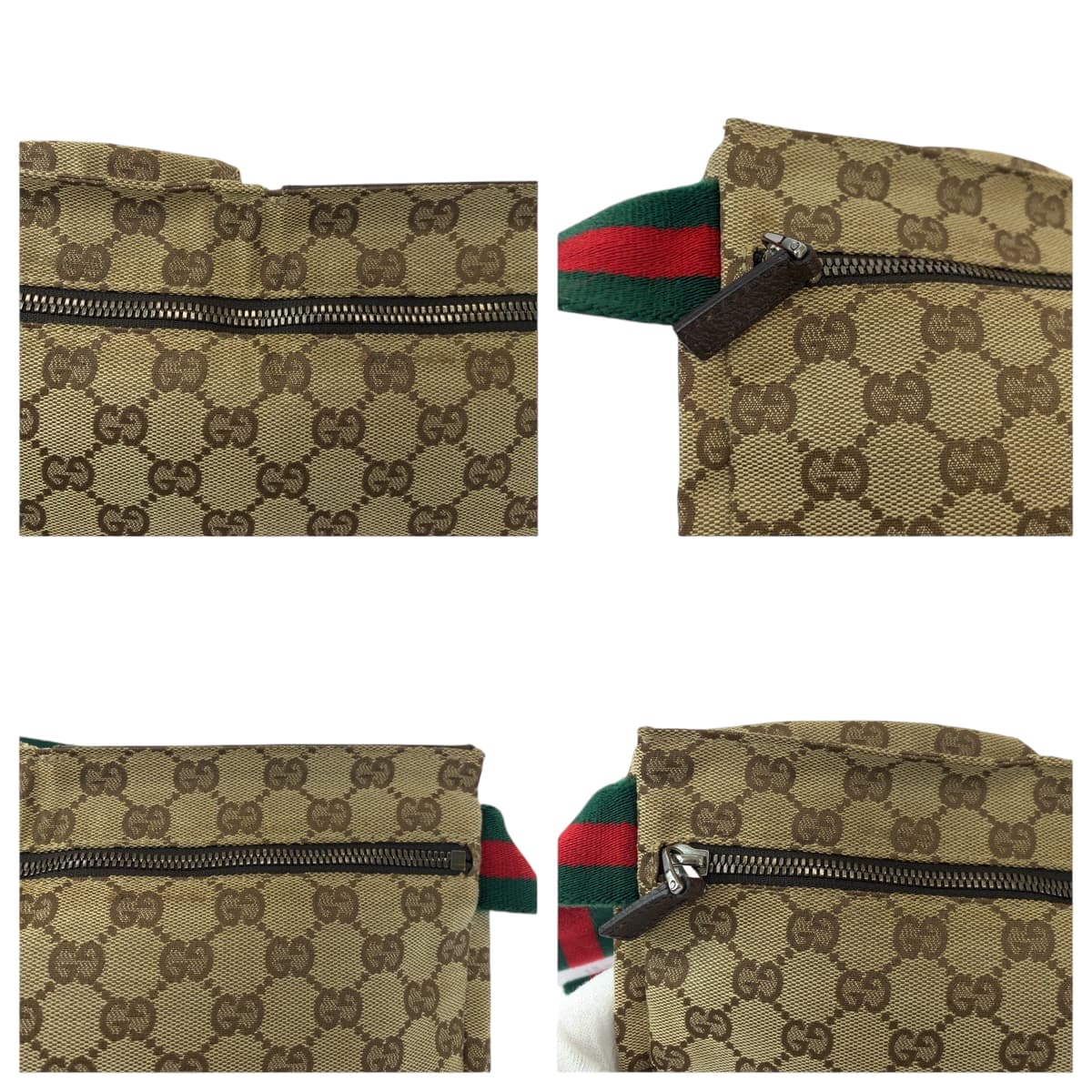16783
GUCCI グッチ シェリーライン ブラウン レッド グリーン シルバー金具 GGキャンバス 28566 ウエストバッグ バムバッグ  メンズ