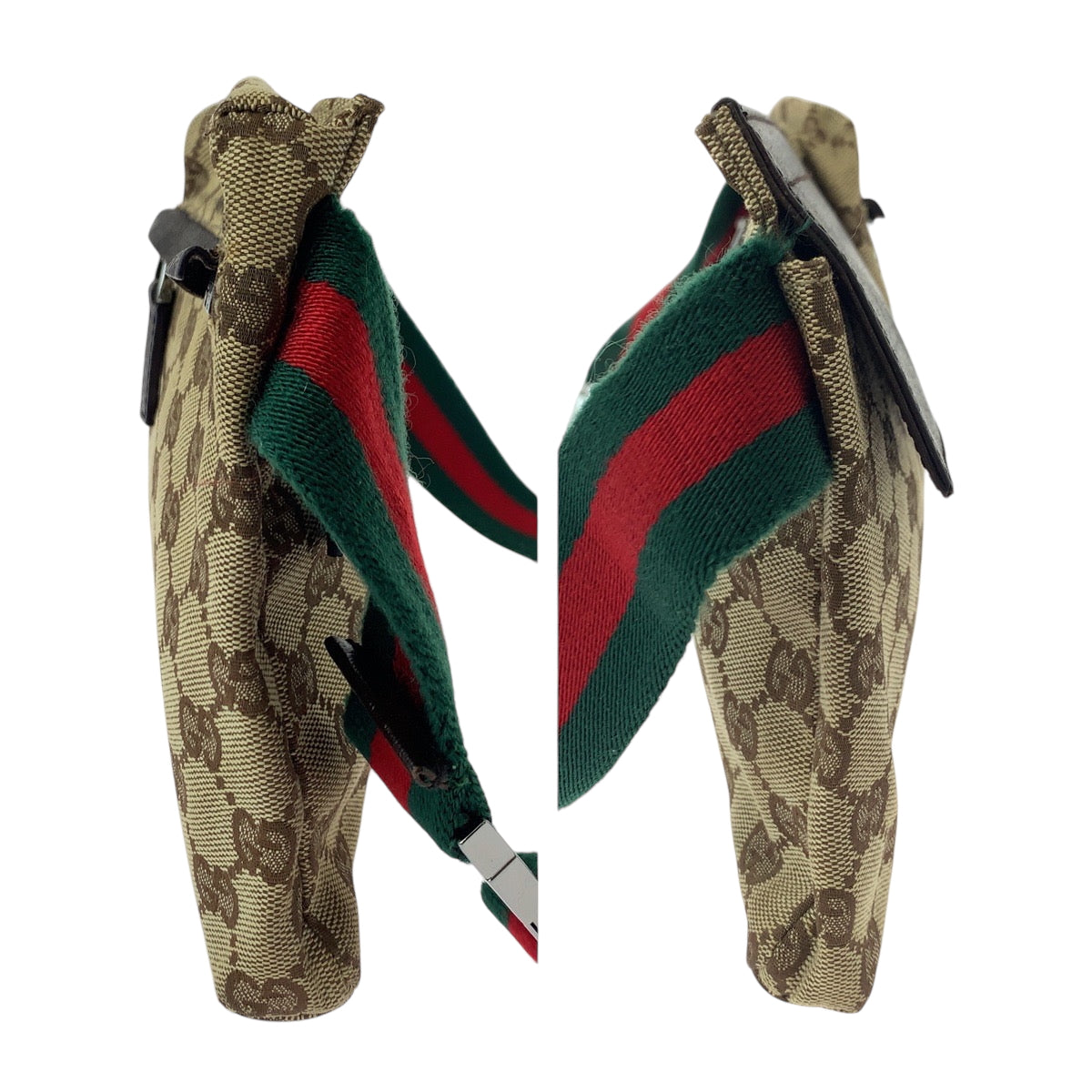 16783
GUCCI グッチ シェリーライン ブラウン レッド グリーン シルバー金具 GGキャンバス 28566 ウエストバッグ バムバッグ  メンズ