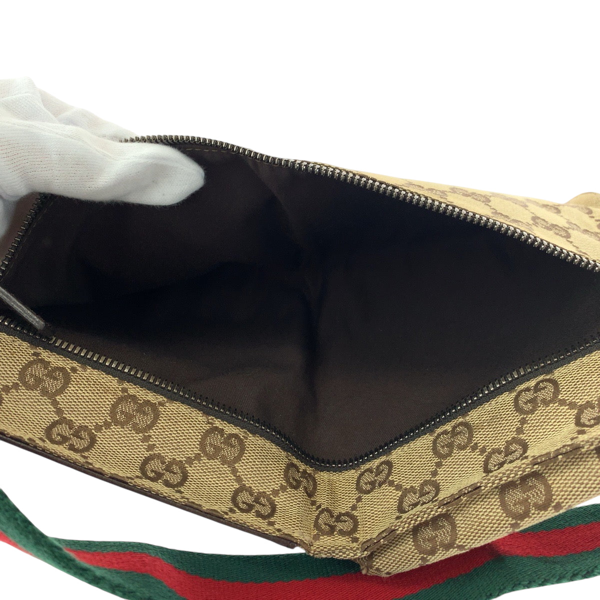 16783
GUCCI グッチ シェリーライン ブラウン レッド グリーン シルバー金具 GGキャンバス 28566 ウエストバッグ バムバッグ  メンズ