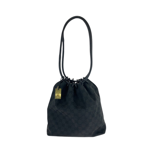 16787
GUCCI グッチ ブラック 黒 ブラック金具 GGキャンバス 90644 巾着 ショルダーバッグ ハンドバッグ  レディース