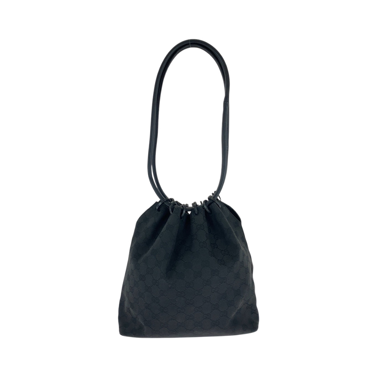16787
GUCCI グッチ ブラック 黒 ブラック金具 GGキャンバス 90644 巾着 ショルダーバッグ ハンドバッグ  レディース