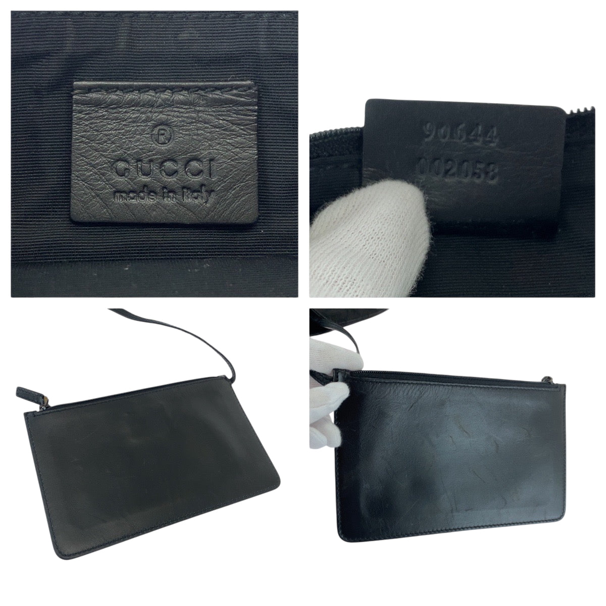 16787
GUCCI グッチ ブラック 黒 ブラック金具 GGキャンバス 90644 巾着 ショルダーバッグ ハンドバッグ  レディース