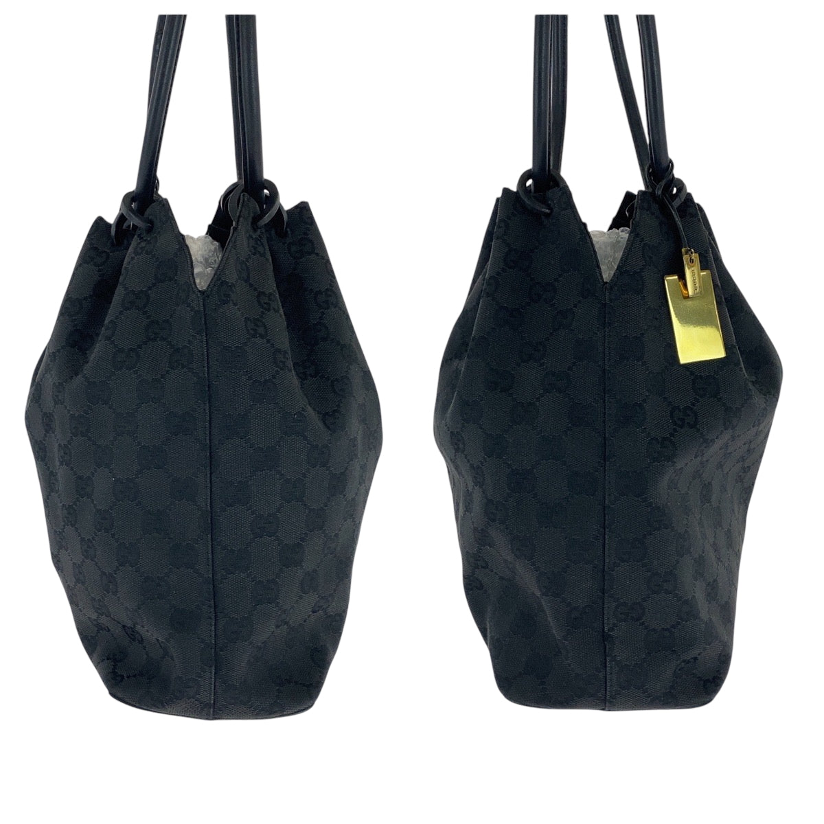 16787
GUCCI グッチ ブラック 黒 ブラック金具 GGキャンバス 90644 巾着 ショルダーバッグ ハンドバッグ  レディース