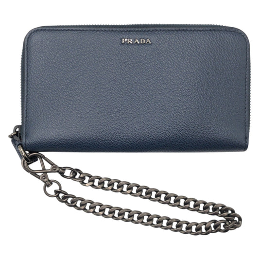 17764
PRADA プラダ ネイビー ブラック金具 レザー / プラスチック 長財布 ロングウォレット メンズ SA
