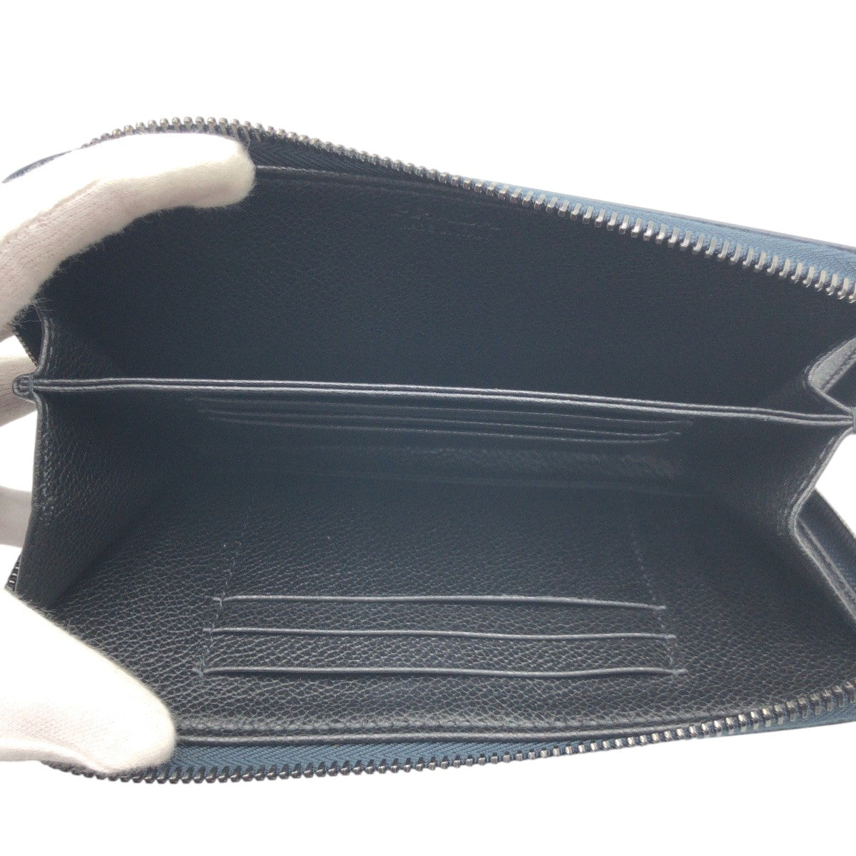 17764
PRADA プラダ ネイビー ブラック金具 レザー / プラスチック 長財布 ロングウォレット メンズ SA