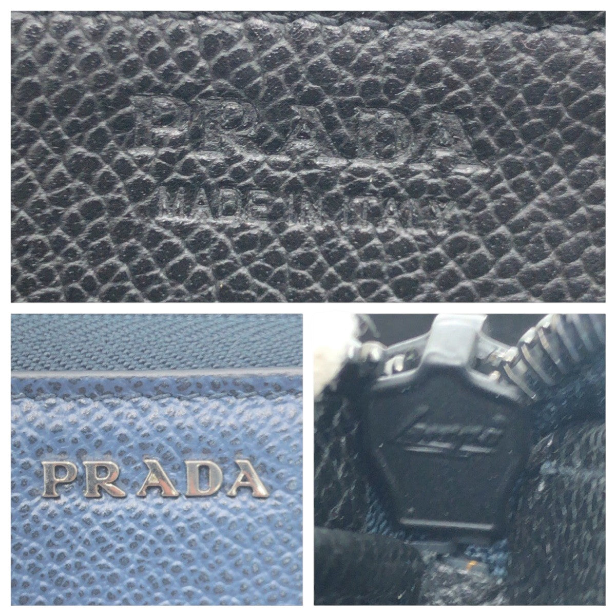17764
PRADA プラダ ネイビー ブラック金具 レザー / プラスチック 長財布 ロングウォレット メンズ SA