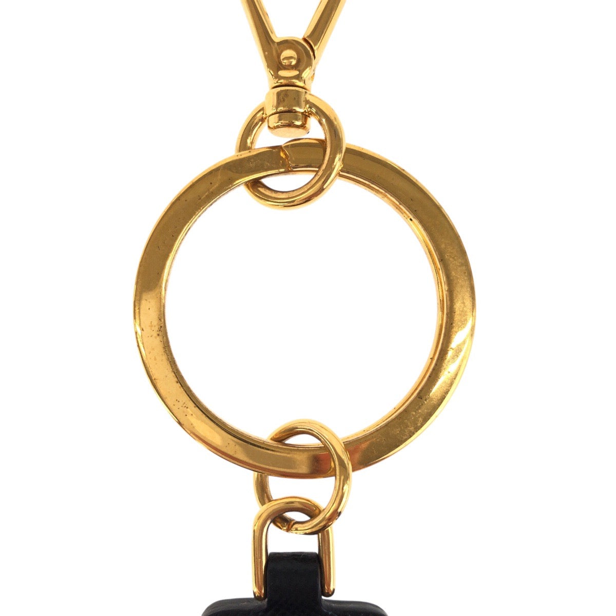 16794
PRADA プラダ サフィアーノ ブラック ネイビー ゴールド金具 レザー キーホルダー 男女兼用  レディース