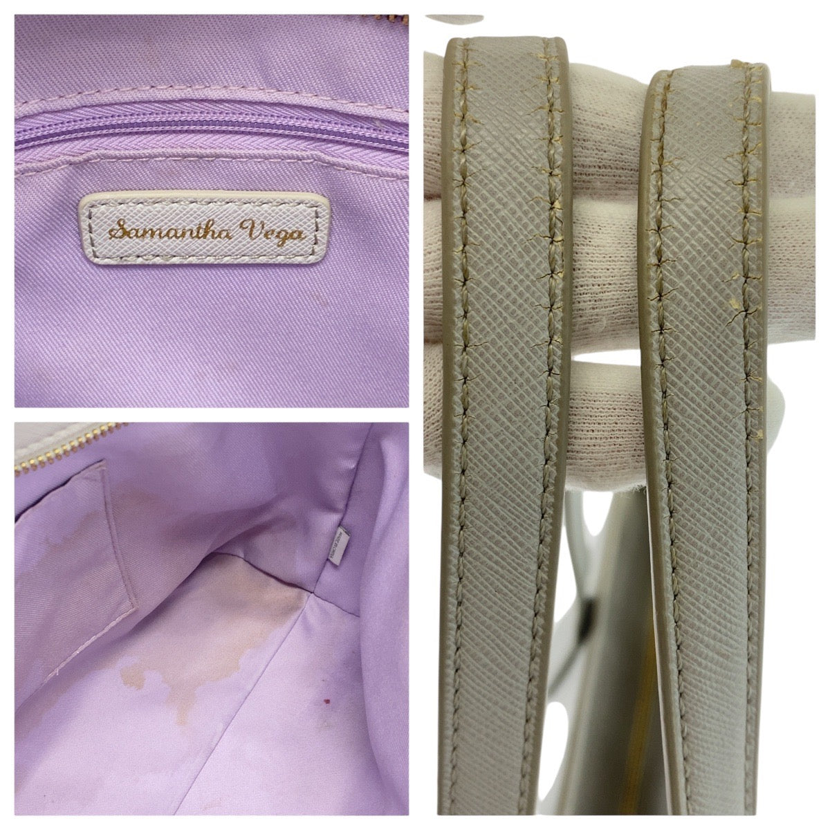 16797
Samantha Vega サマンサベガ グレー ゴールド金具 レザー トートバッグ ショルダーバッグ  レディース AB5