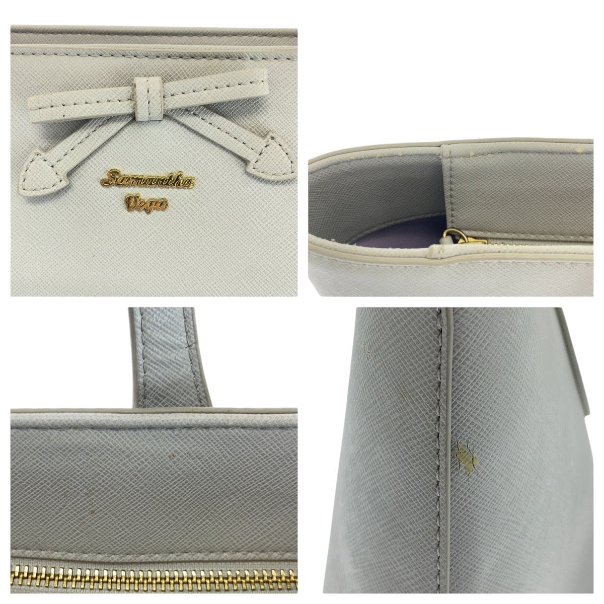 16797
Samantha Vega サマンサベガ グレー ゴールド金具 レザー トートバッグ ショルダーバッグ  レディース AB5