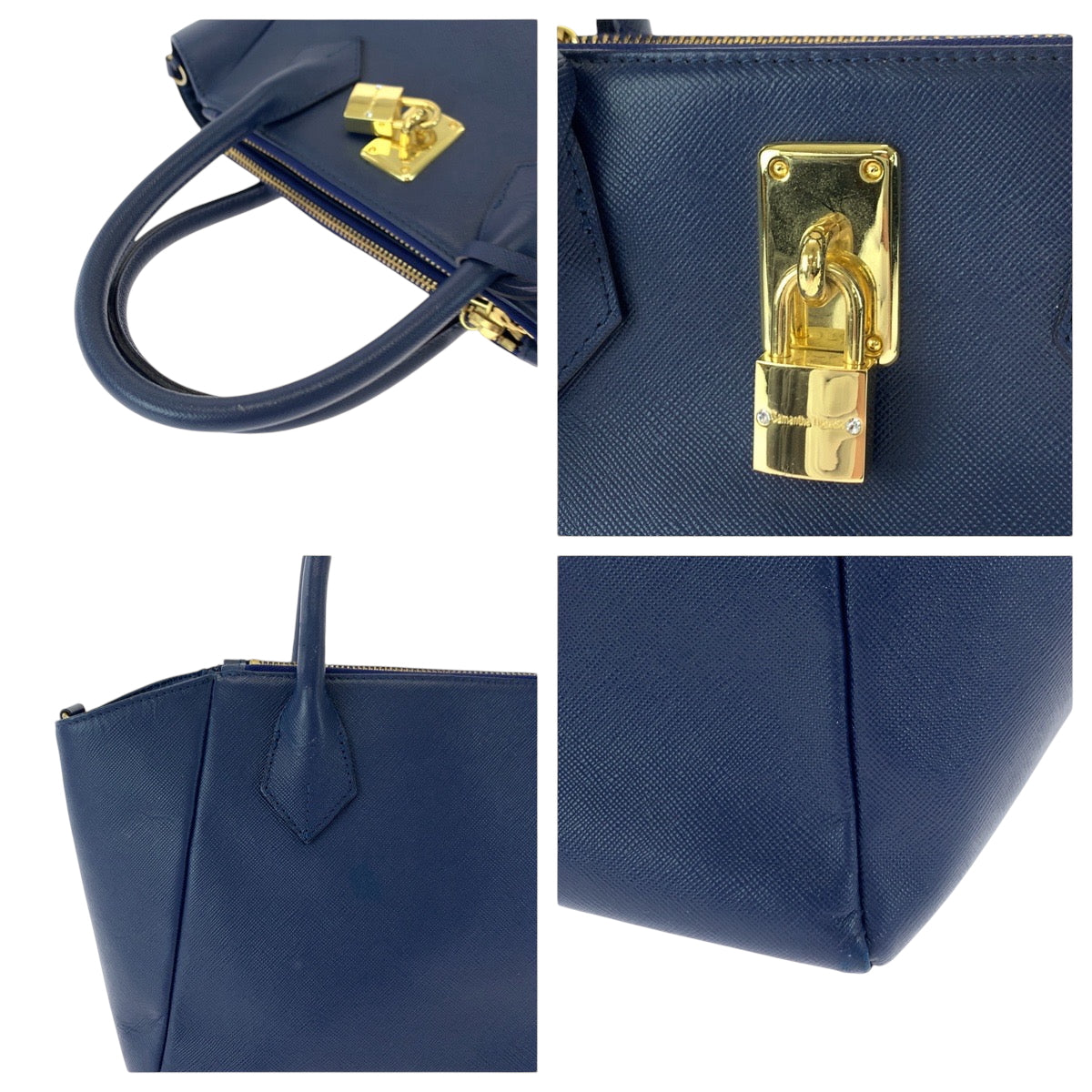 16798
Samantha Thavasa サマンサタバサ ブルー ゴールド金具 レザー ショルダーバッグ ハンドバッグ 2way  レディース AB5