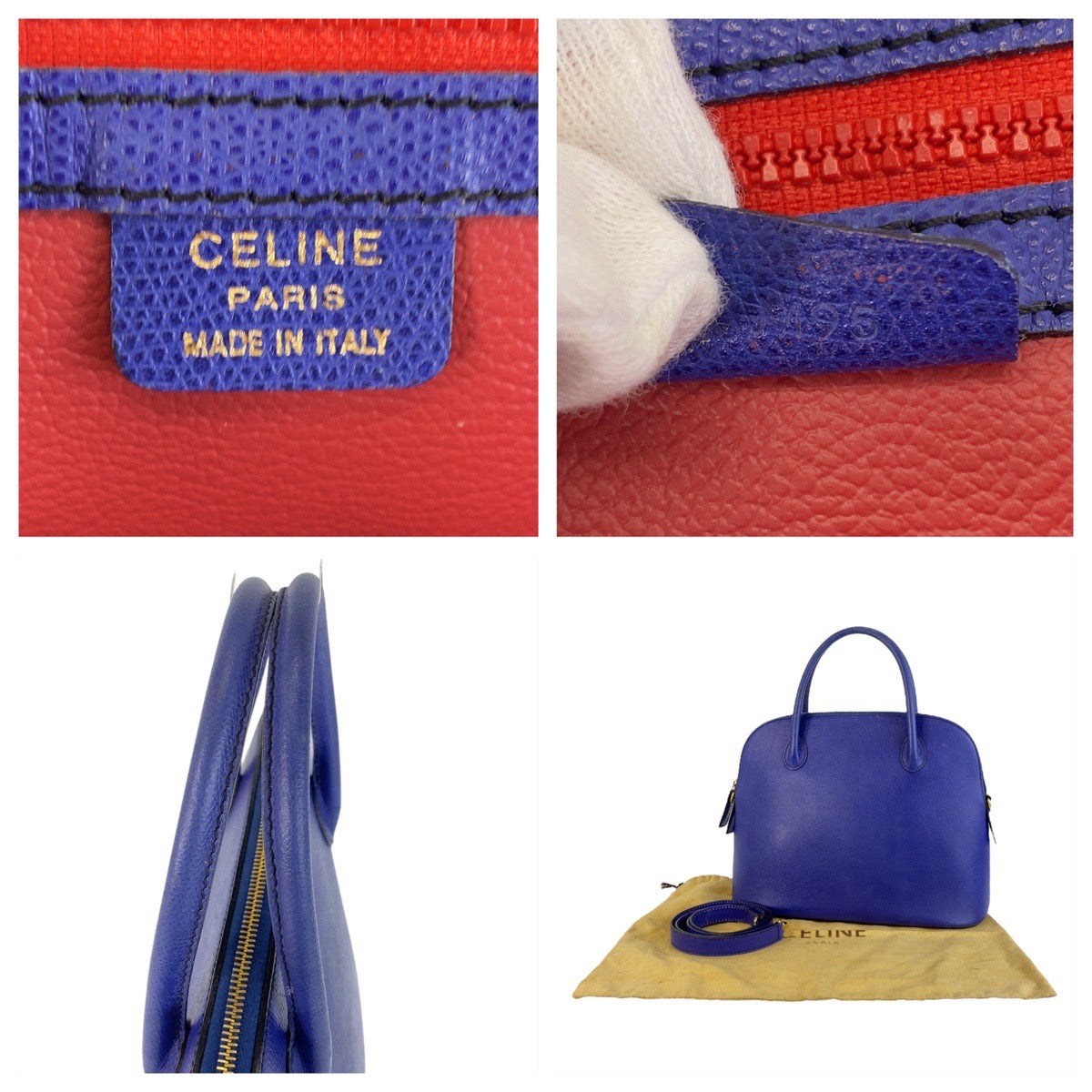 16801
CELINE セリーヌ ヴィンテージ ブルー ゴールド金具 レザー M95 ハンドバッグ ショルダーバッグ 2way  レディース