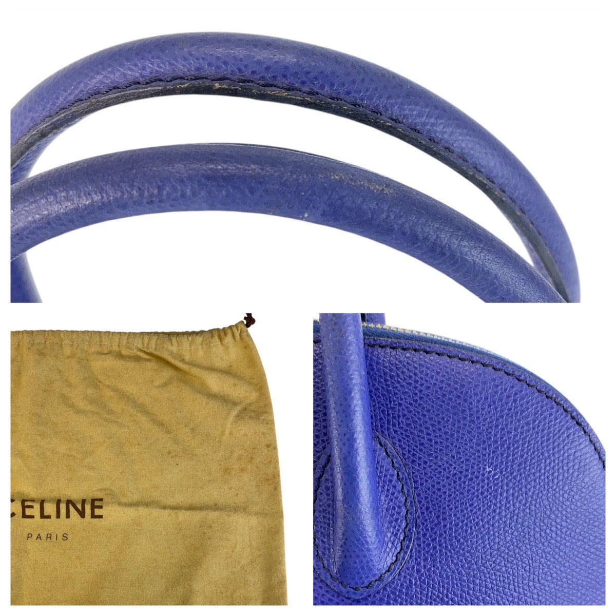 16801
CELINE セリーヌ ヴィンテージ ブルー ゴールド金具 レザー M95 ハンドバッグ ショルダーバッグ 2way  レディース
