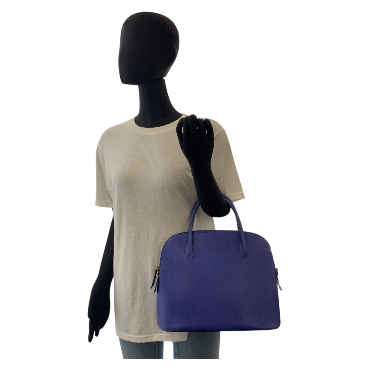 16801
CELINE セリーヌ ヴィンテージ ブルー ゴールド金具 レザー M95 ハンドバッグ ショルダーバッグ 2way  レディース