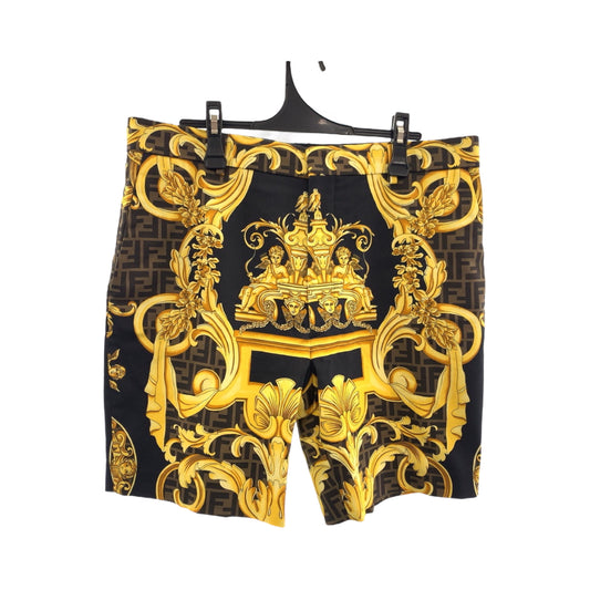 16806
VERSACE ヴェルサーチ フェンダーチェ ヴェルサーチェ フェンディ サイズ50 ブラウン イエロー コットン FB0521 AKCD ハーフパンツ  メンズ