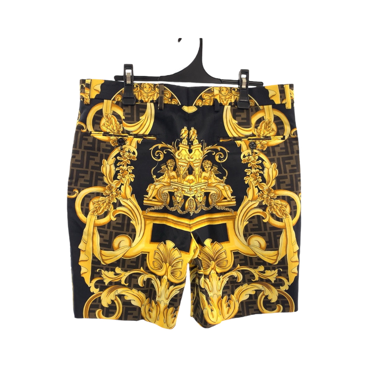 16806
VERSACE ヴェルサーチ フェンダーチェ ヴェルサーチェ フェンディ サイズ50 ブラウン イエロー コットン FB0521 AKCD ハーフパンツ  メンズ