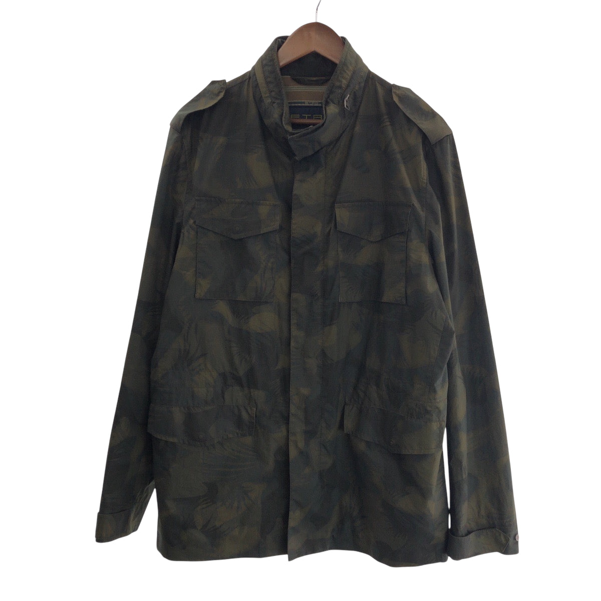 16807
ETRO エトロ ボタニカル柄 サイズL カーキ シルバー金具 ナイロン ジェケット ミリタリージャケット  メンズ A21