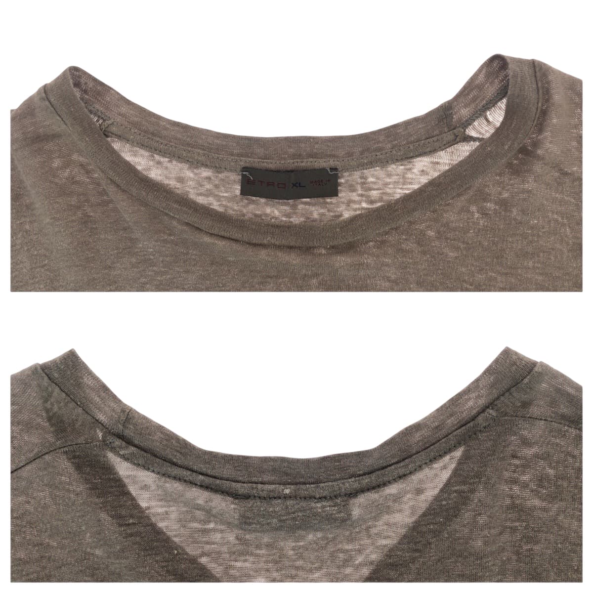 16809
ETRO エトロ サイズXL ブラウン グレージュ リネン / ポリウレタン 半袖Ｔシャツ  メンズ ABP9