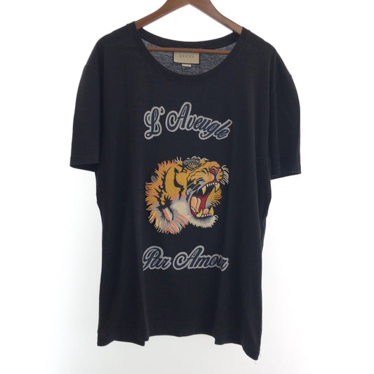 16810
GUCCI グッチ 17SS タイガーエンブロイダリー サイズL ブラック 黒 マルチカラー コットン 430813-X5M72 半袖Tシャツ カットソー  メンズ
