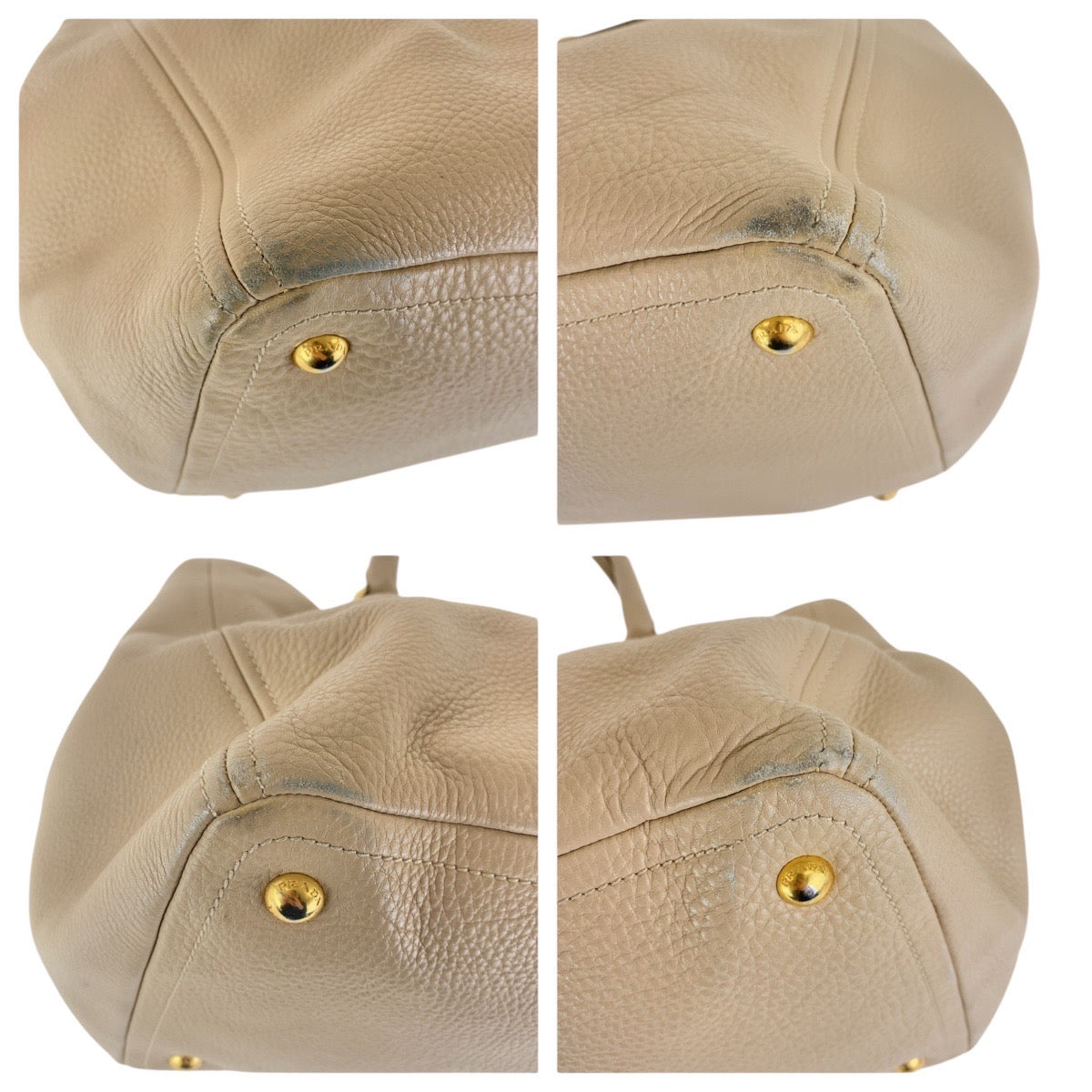 16812
PRADA プラダ ヴィッテロダイノ ベージュ ゴールド金具 レザー トートバッグ ショルダーバッグ 2WAY レディース AB62