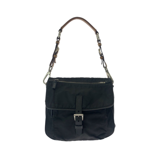 16813
PRADA プラダ テスート 三角ロゴプレート ブラック 黒 ブラウン シルバー金具 ナイロン BR2156 ワンショルダーバッグ 肩掛け  レディース AB36