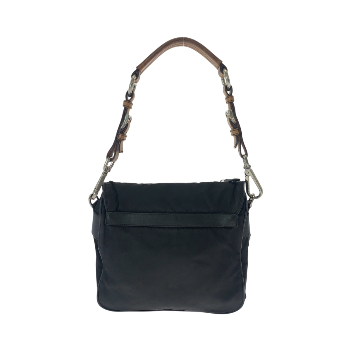 16813
PRADA プラダ テスート 三角ロゴプレート ブラック 黒 ブラウン シルバー金具 ナイロン BR2156 ワンショルダーバッグ 肩掛け  レディース AB36