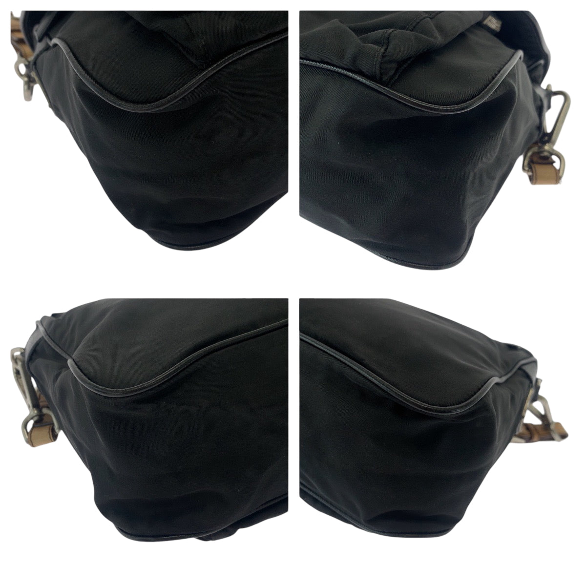 16813
PRADA プラダ テスート 三角ロゴプレート ブラック 黒 ブラウン シルバー金具 ナイロン BR2156 ワンショルダーバッグ 肩掛け  レディース AB36