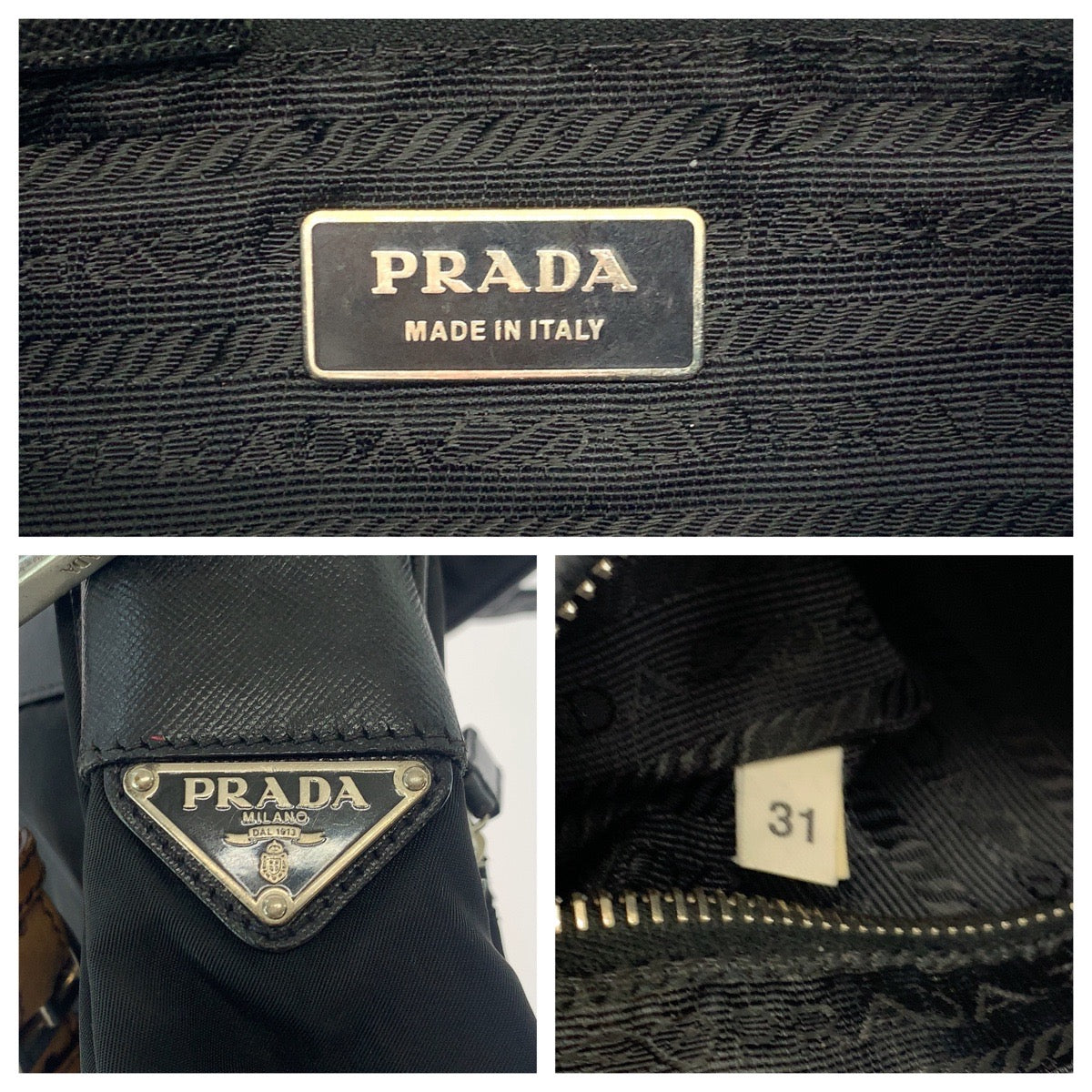 16813
PRADA プラダ テスート 三角ロゴプレート ブラック 黒 ブラウン シルバー金具 ナイロン BR2156 ワンショルダーバッグ 肩掛け  レディース AB36