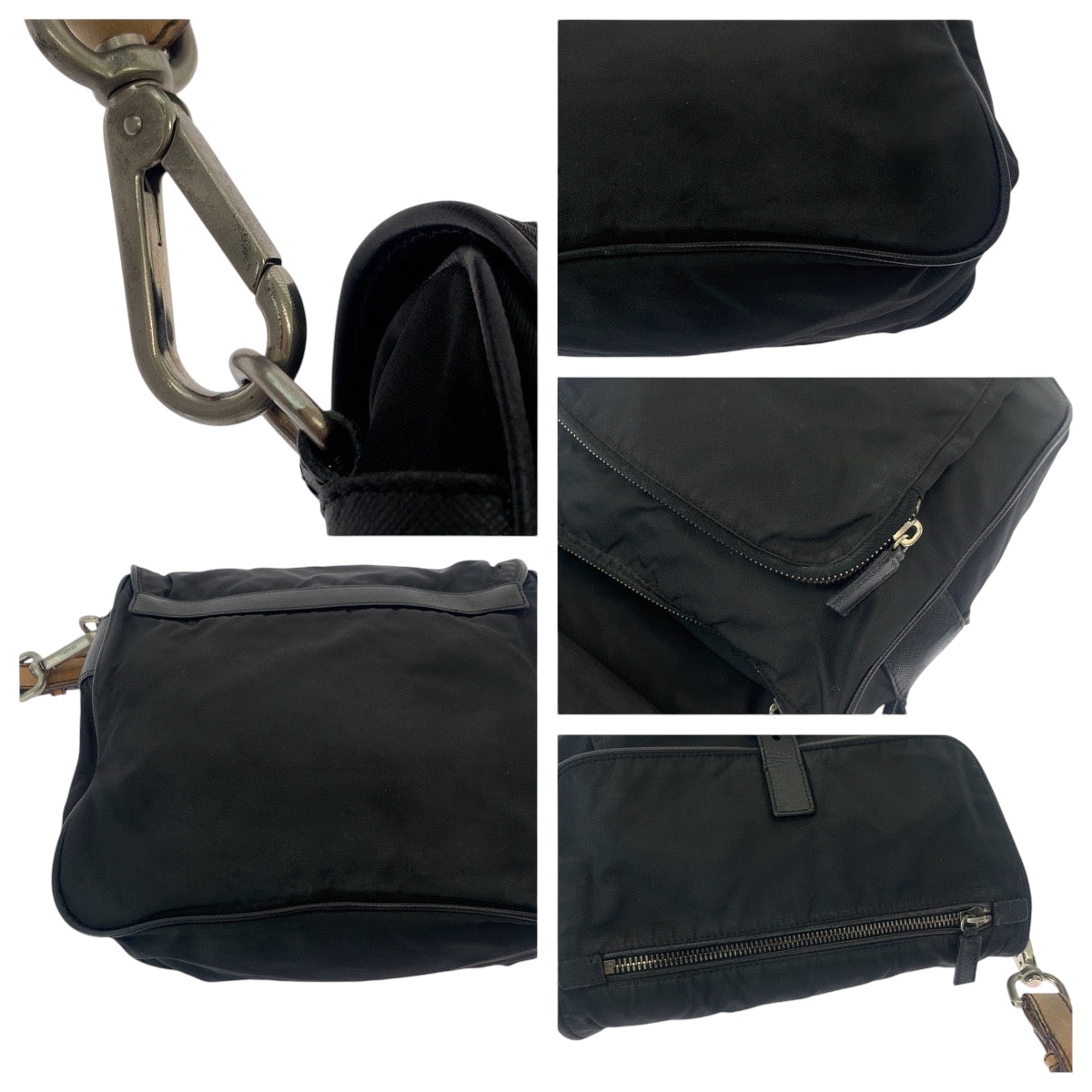 16813
PRADA プラダ テスート 三角ロゴプレート ブラック 黒 ブラウン シルバー金具 ナイロン BR2156 ワンショルダーバッグ 肩掛け  レディース AB36