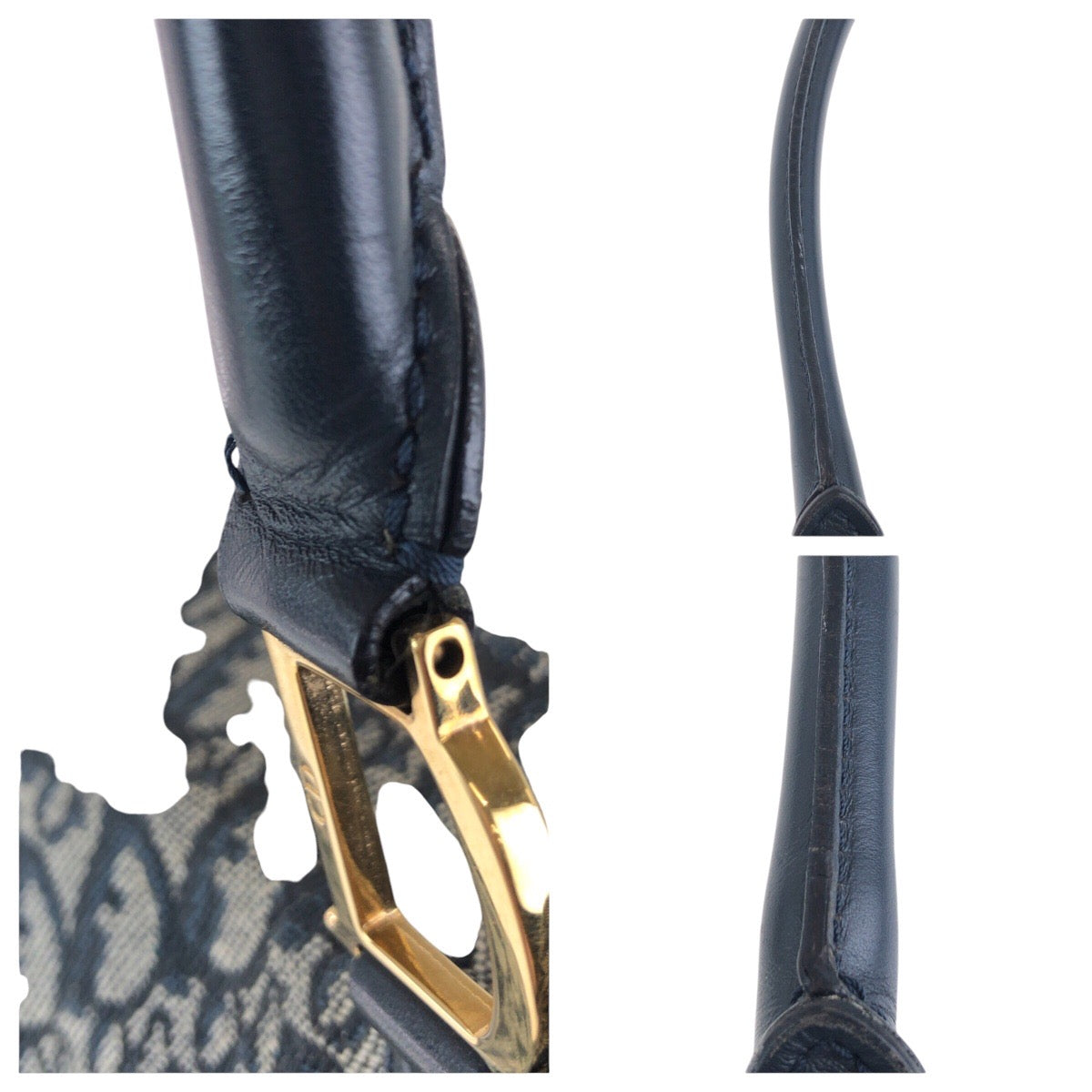 16814
Dior ディオール トロッター ネイビー ゴールド金具 キャンバス / レザー トートバッグ ショルダーバッグ  レディース AB62