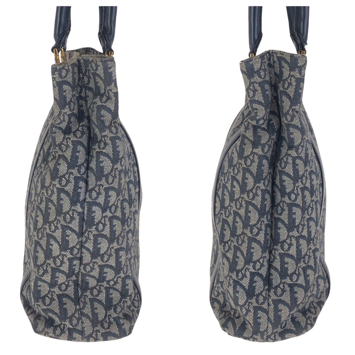 16814
Dior ディオール トロッター ネイビー ゴールド金具 キャンバス / レザー トートバッグ ショルダーバッグ  レディース AB62