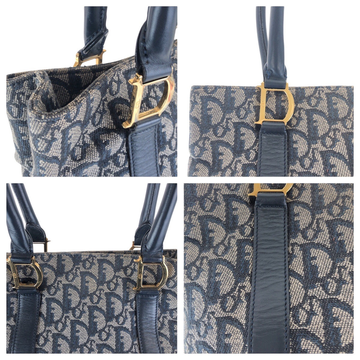 16814
Dior ディオール トロッター ネイビー ゴールド金具 キャンバス / レザー トートバッグ ショルダーバッグ  レディース AB62