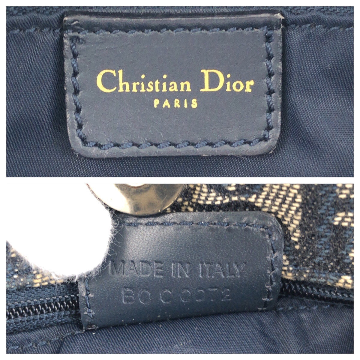 16814
Dior ディオール トロッター ネイビー ゴールド金具 キャンバス / レザー トートバッグ ショルダーバッグ  レディース AB62