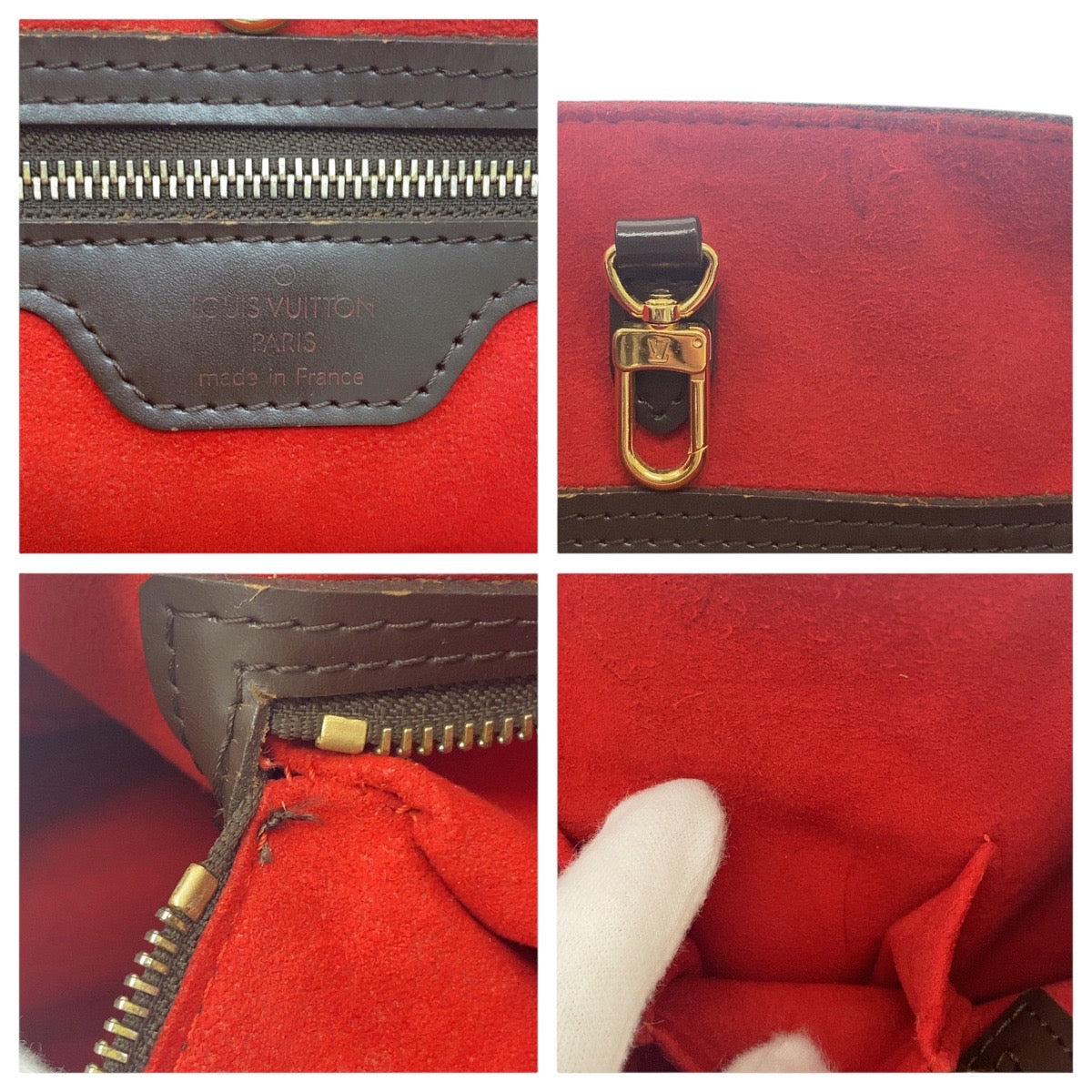 16819
LOUIS VUITTON ルイヴィトン ダミエ ハムステッドPM ブラウン レッド ゴールド金具 PVC / レザー N51205 トートバッグ ショルダーバッグ  レディース AB56
