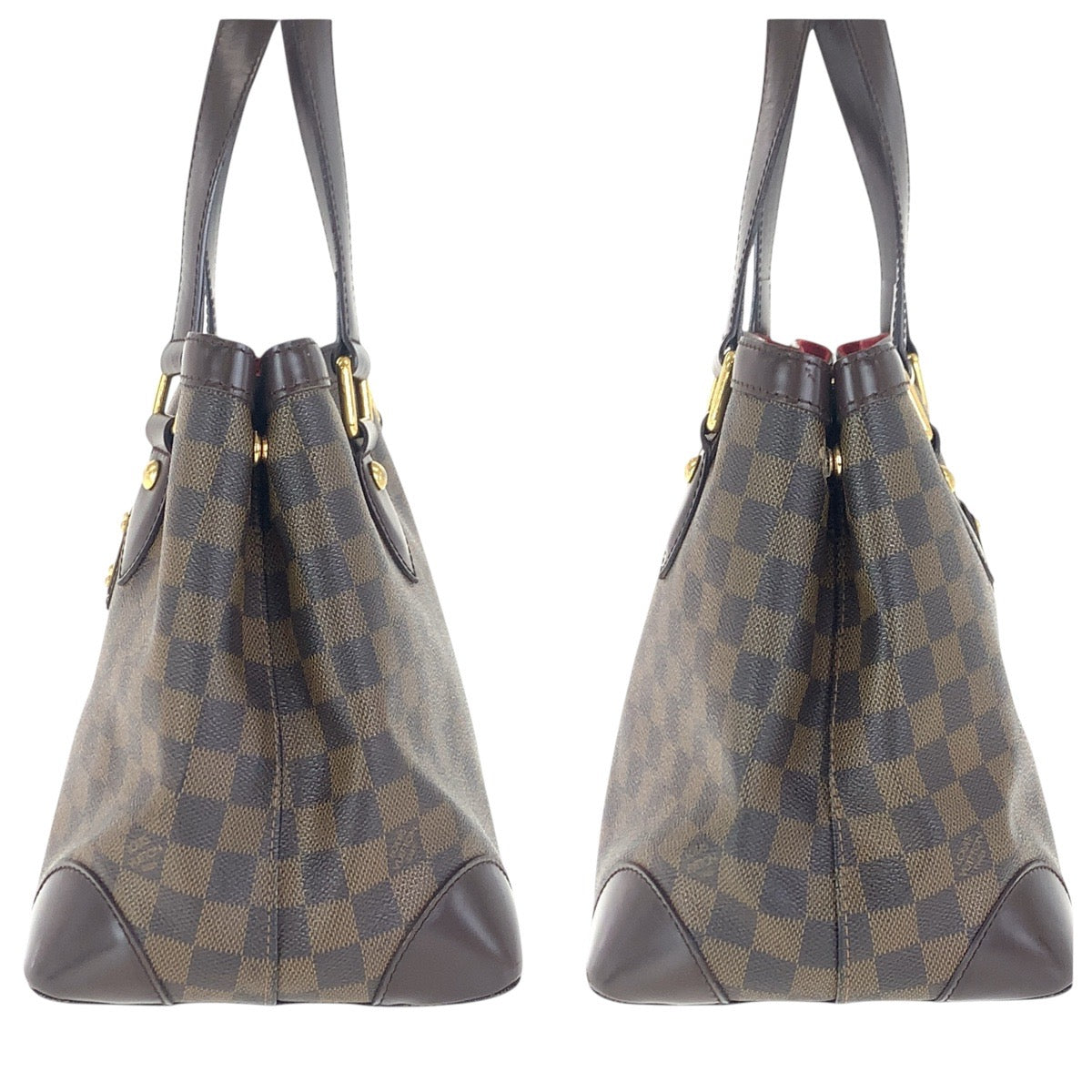 16819
LOUIS VUITTON ルイヴィトン ダミエ ハムステッドPM ブラウン レッド ゴールド金具 PVC / レザー N51205 トートバッグ ショルダーバッグ  レディース AB56