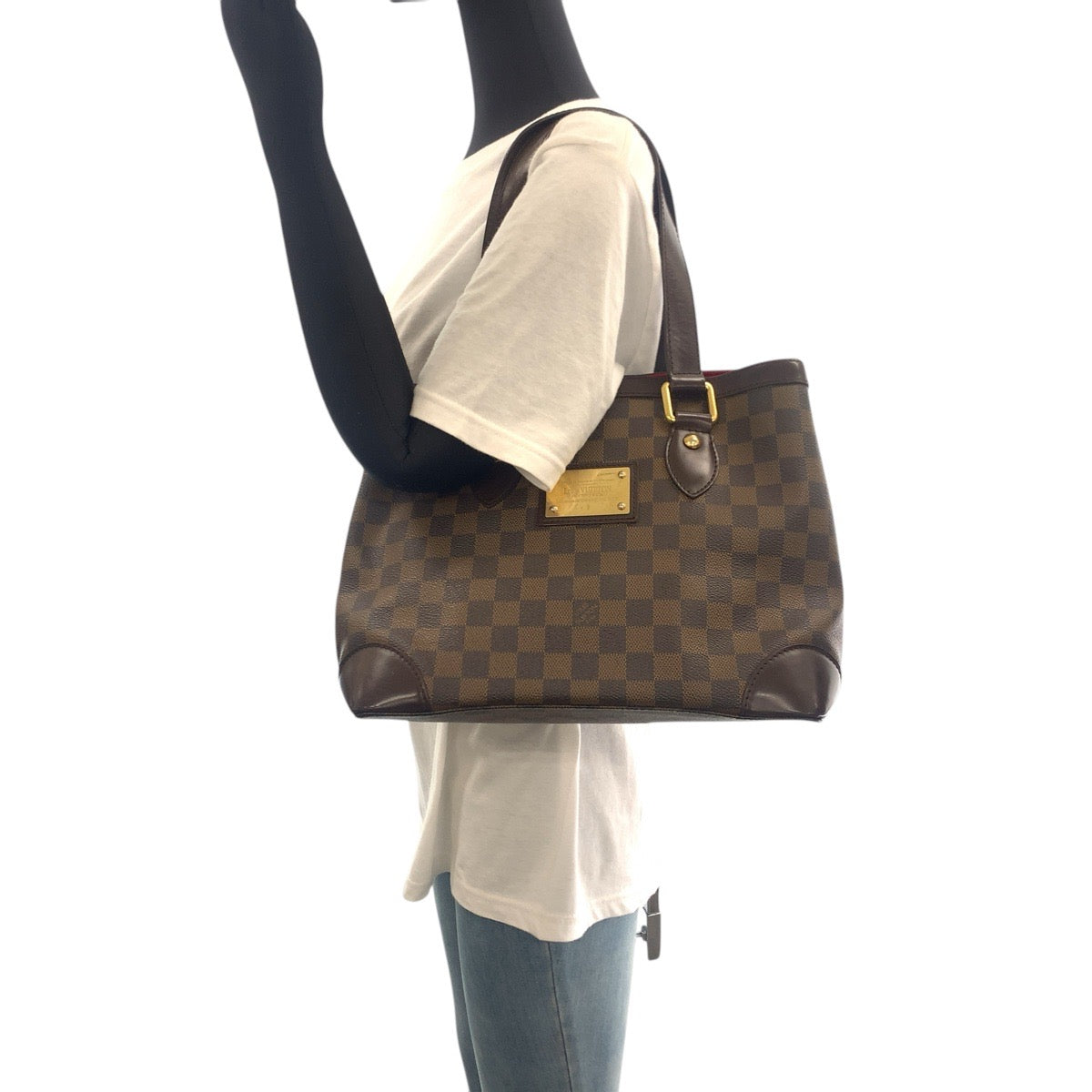 16819
LOUIS VUITTON ルイヴィトン ダミエ ハムステッドPM ブラウン レッド ゴールド金具 PVC / レザー N51205 トートバッグ ショルダーバッグ  レディース AB56